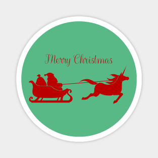 Simple Design of Unicorn Pulling Santa's Sleigh Magnet